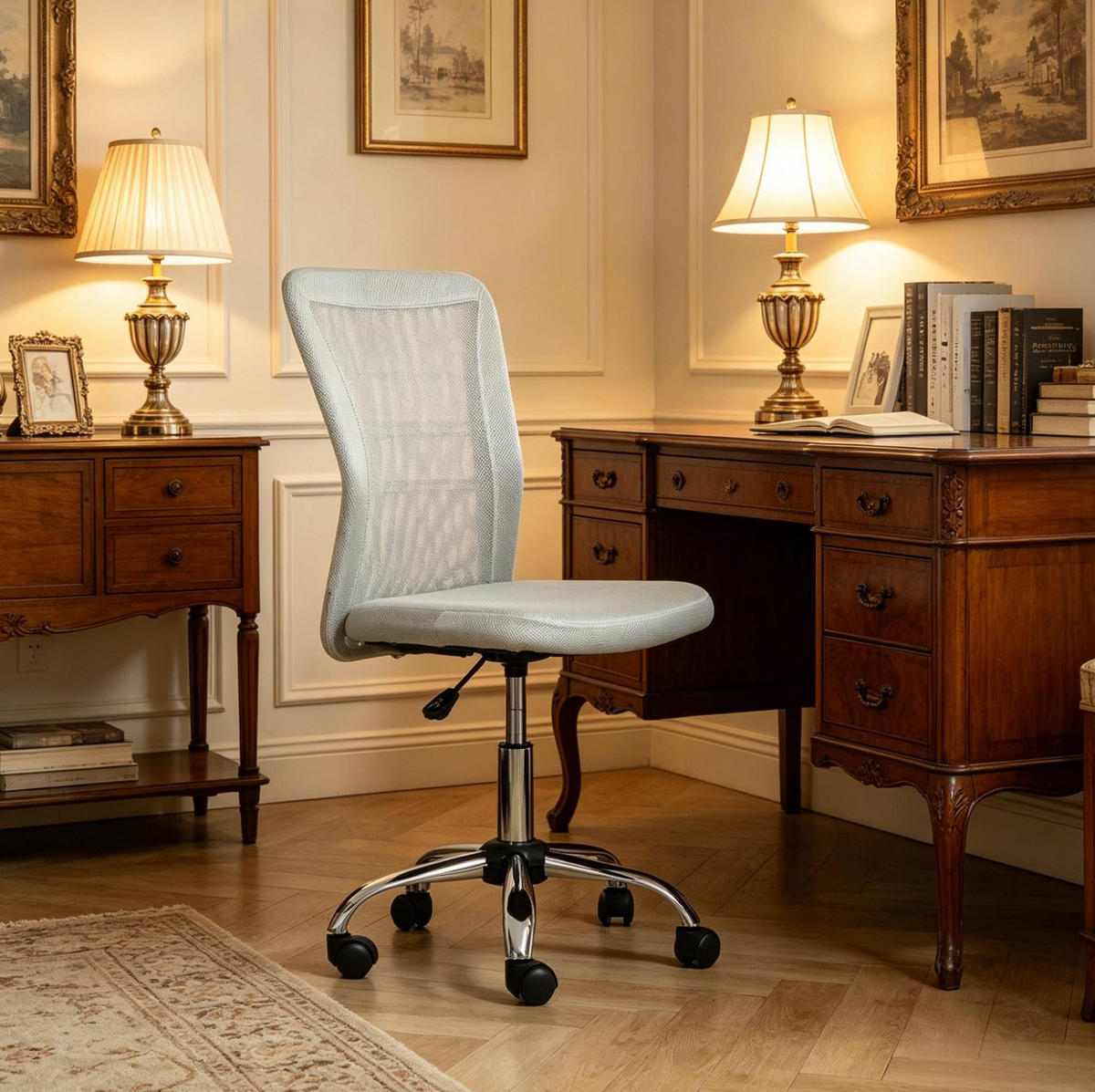 BÜRODREHSTUHL in Grau 58x43x100 cm mit Netzbezug und höhenverstellbarem Sitz - Grau, Kunststoff (43/100/58cm) - IVMEU