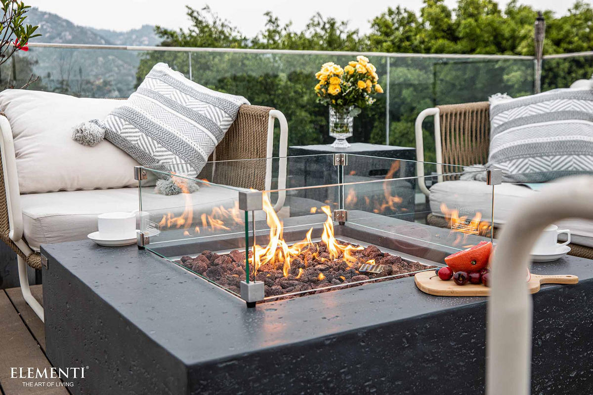 FEUERSTELLE Manhattan in Beton-Optik dunkelgrau aus Faserbeton - Dunkelgrau, Stein (98/46/98cm) - Elementi