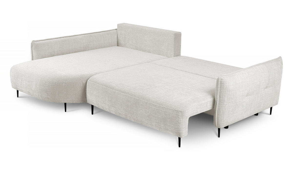 ECKSOFA Oblivio Cremeweiß Chenille - Creme/Schwarz, Textil/Metall (285/200cm) - Selsey