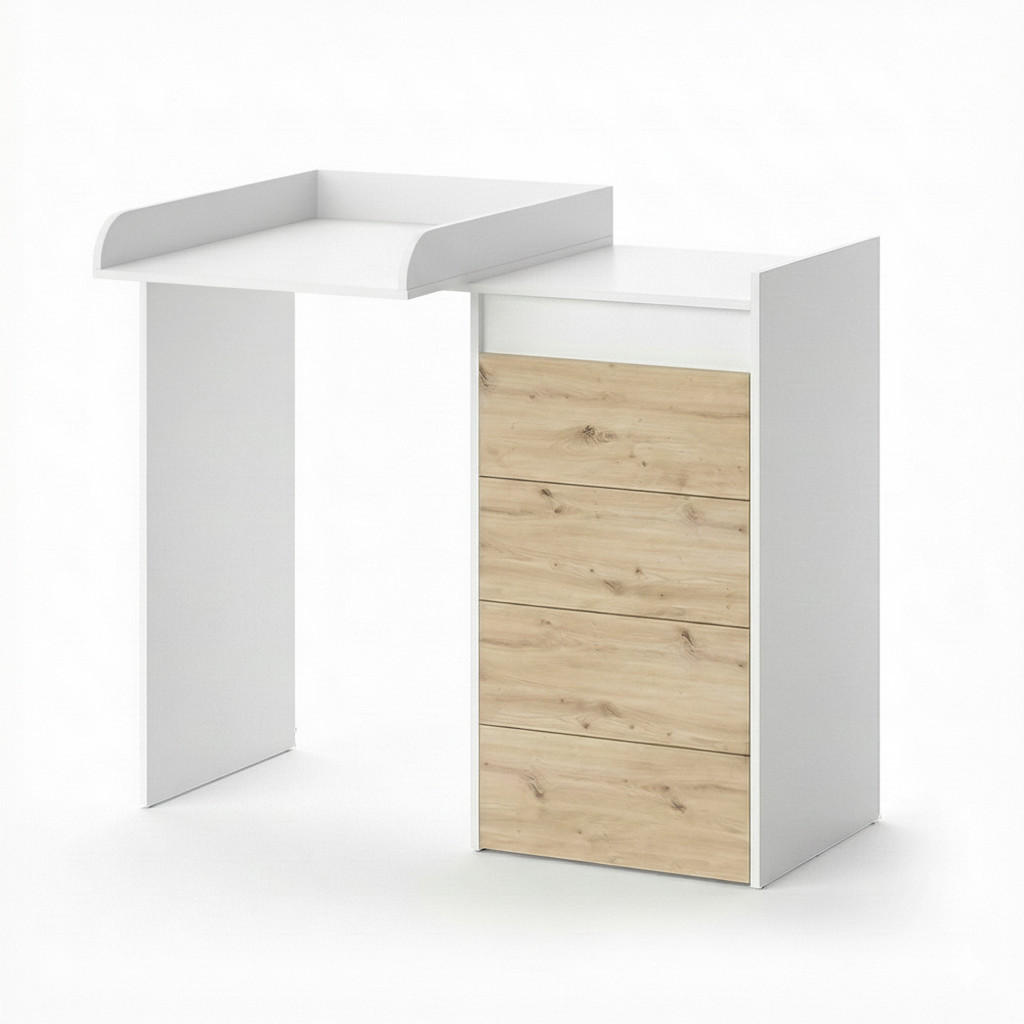 WASCHMASCHINENSCHRANK Alf Weiß 116 x 98 cm mit 4 Schubladen - Eichefarben/Weiß, Holzwerkstoff (116/98/50cm) - Vicco