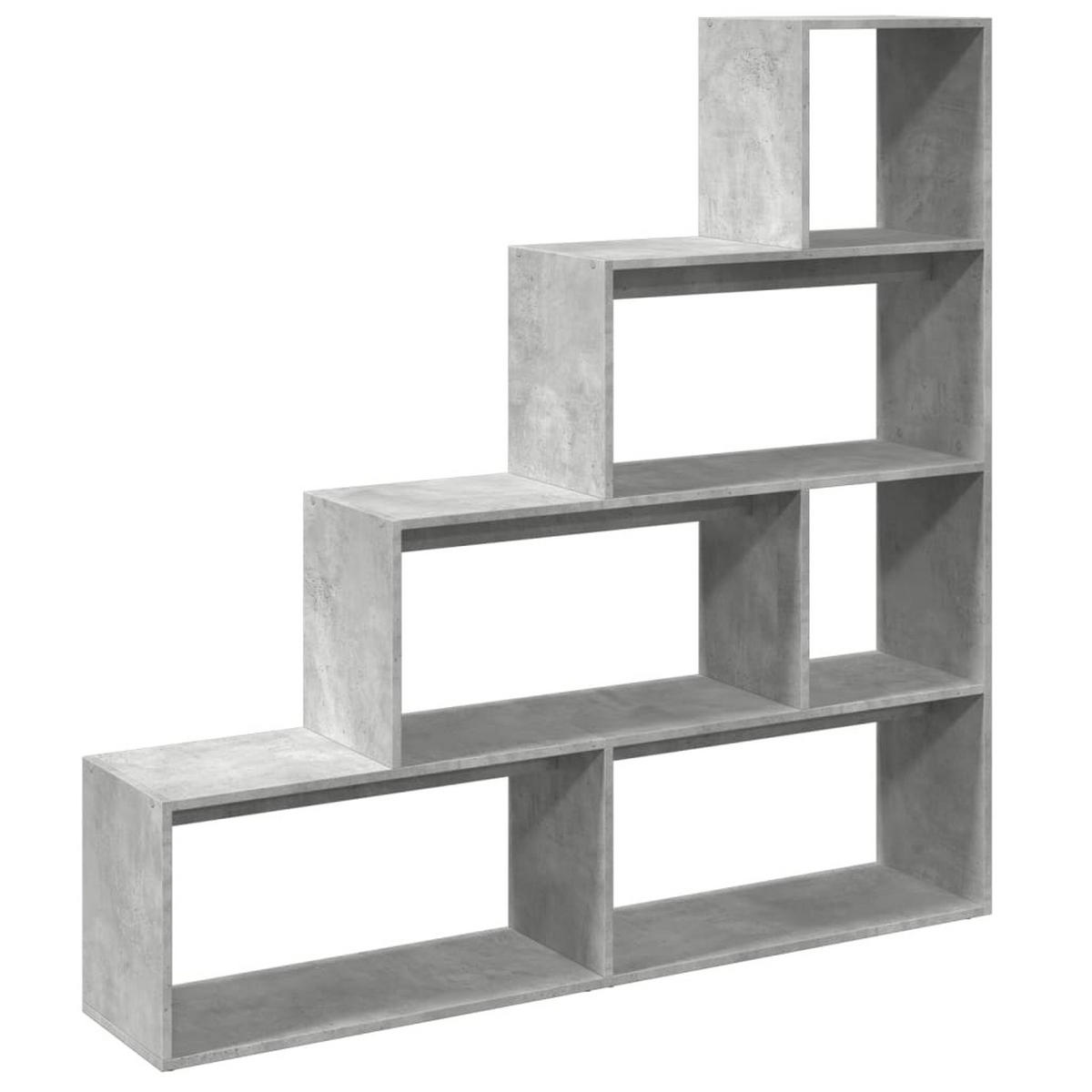 RAUMTEILER-BÜCHERREGAL 4 Etagen Betongrau 143,5/29/143,5 Cm - Grau, Holzwerkstoff (29/143.5/143.5cm) - vidaXL