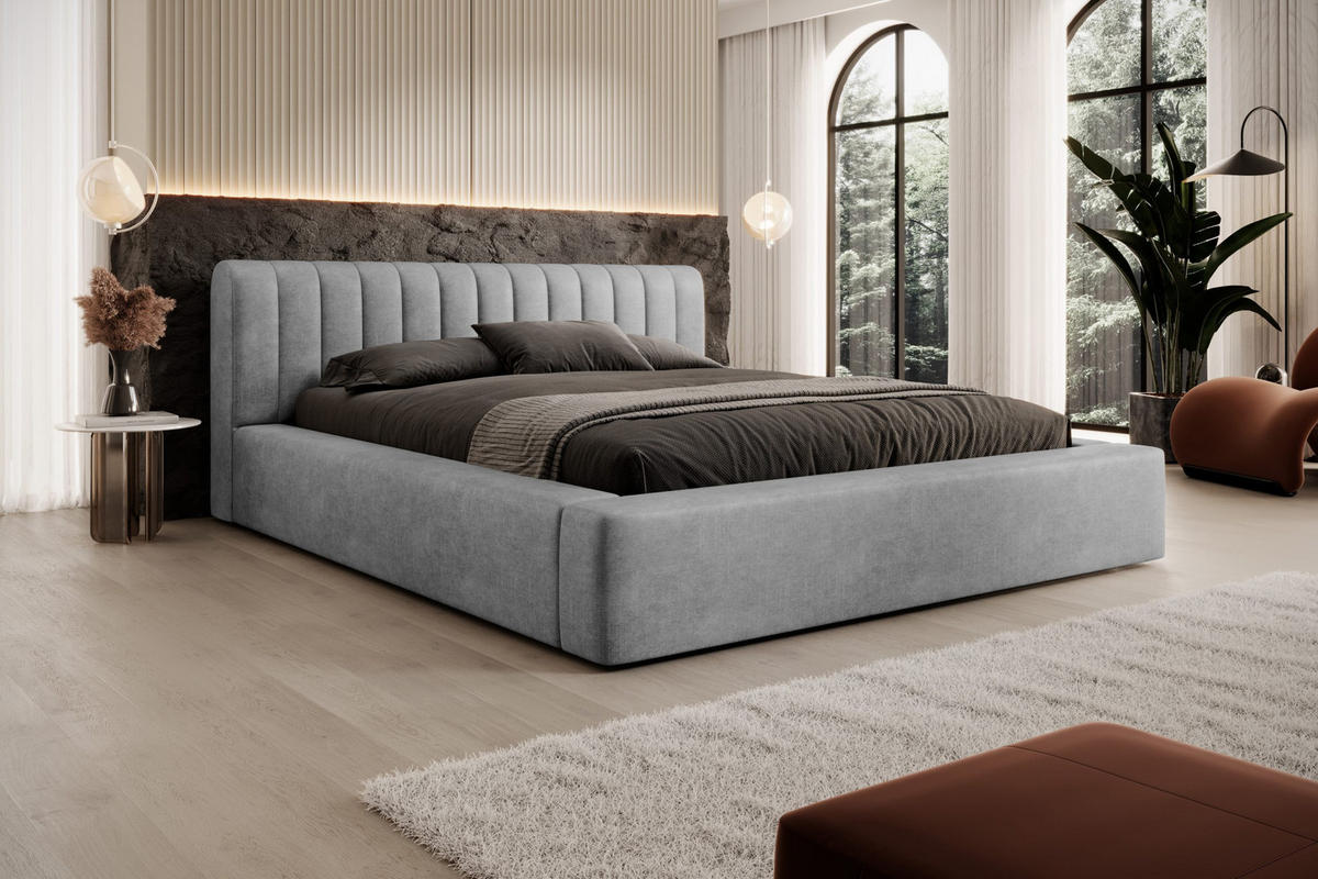POLSTERBETT aus Polyester Vurmat 140x200 cm, Grau - Grau, Textil (140/200cm) - Fedve