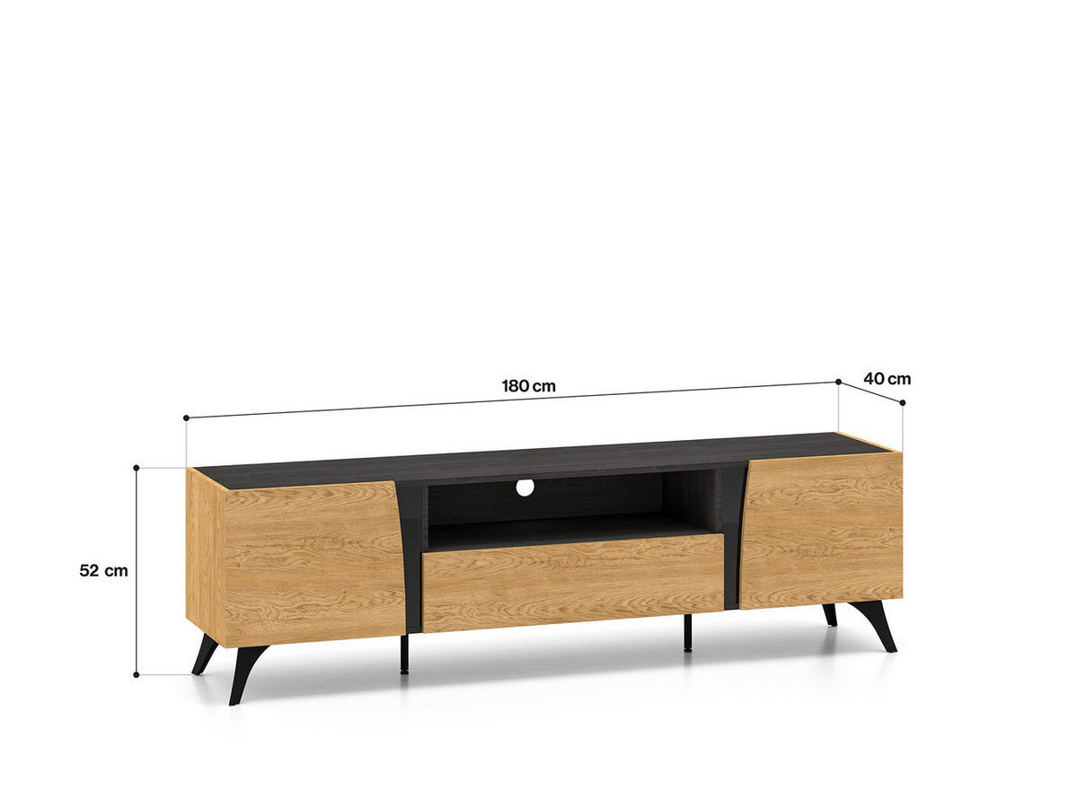 LOWBOARD – 180 cm – Toscania – Eichefarben - Eichefarben, Holzwerkstoff (180/52/40cm) - hi-markt