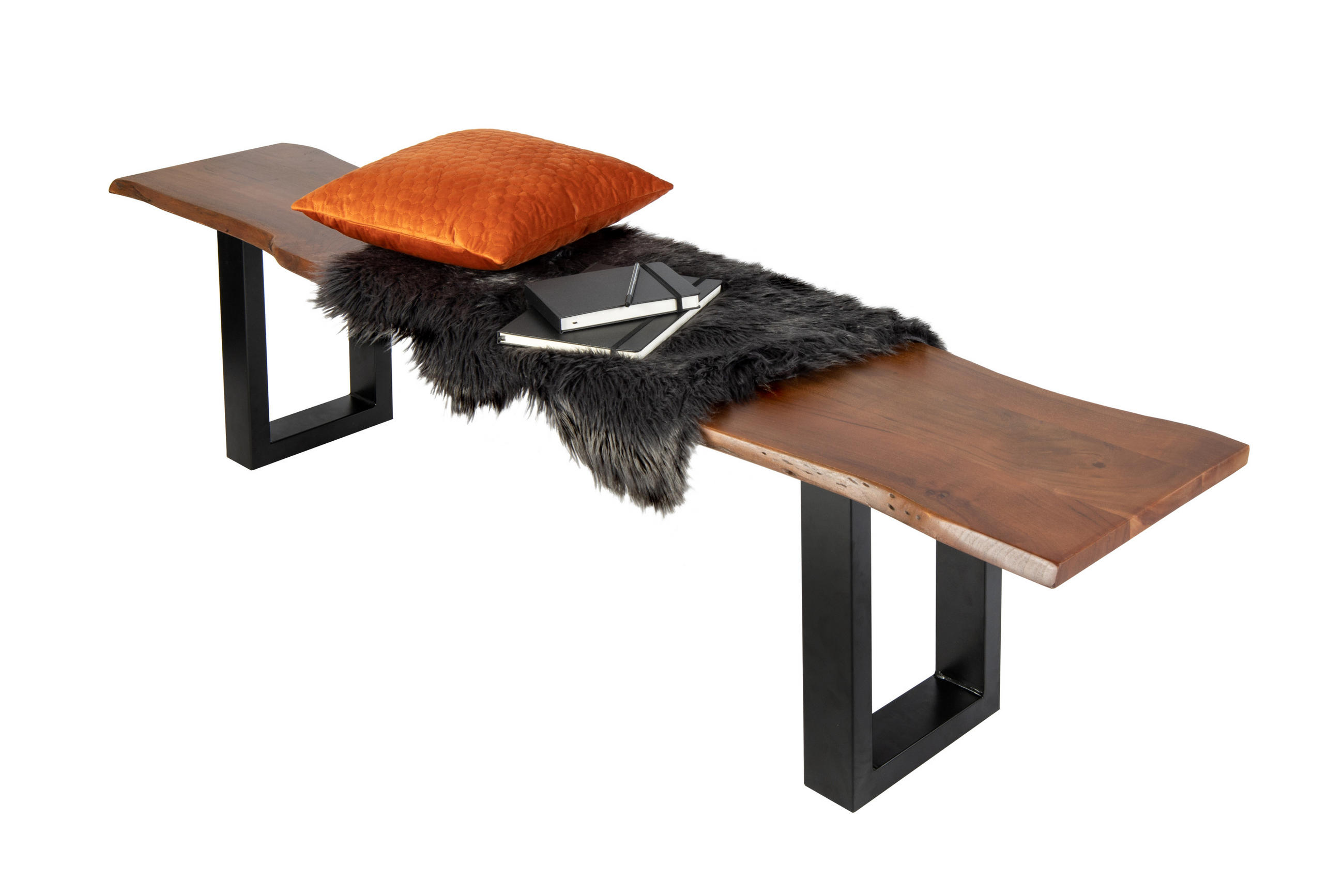 SITZBANK NOAH - Schwarz/Braun, Holz/Metall (220/47/42cm) - SAM
