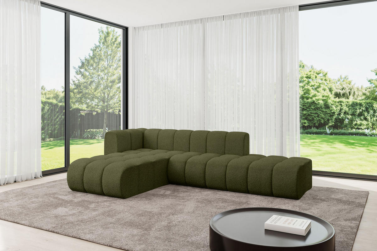 ECKSOFA modulares Sofa Zuvon-L1 - 296x177x70 cm Grün - Grün, Holzwerkstoff/Textil (296/177cm) - ALTDECOR