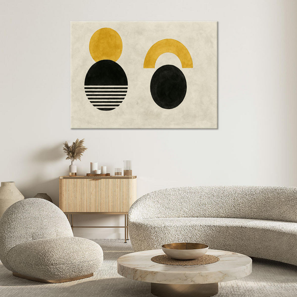 LEINWANDBILD Geometrische Abstraktion Minimalismus 100x70cm - Grau, Textil (100/70cm) - Feeby