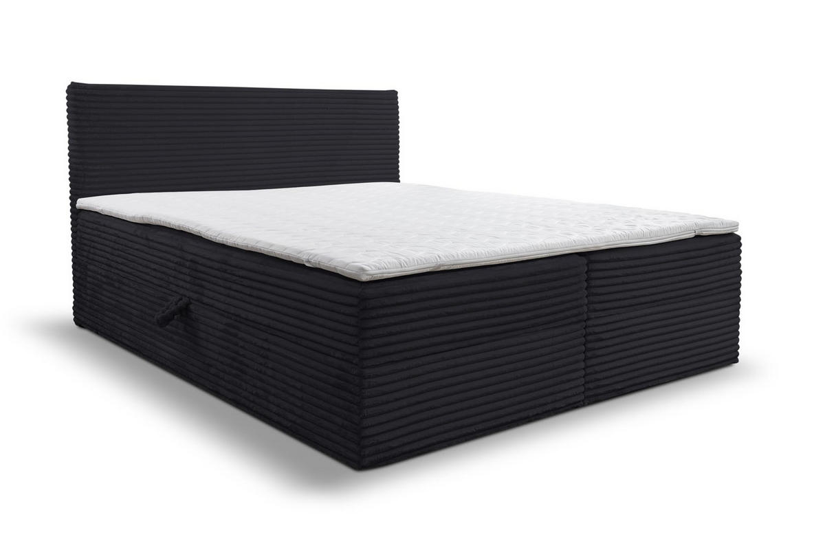 BOXBETT TILLY mit zwei Bettkästen H2/H3 Matratze und Topper 140 x 200 cm - Schwarz, Holzwerkstoff (140/200cm) - VENASI MÖBEL