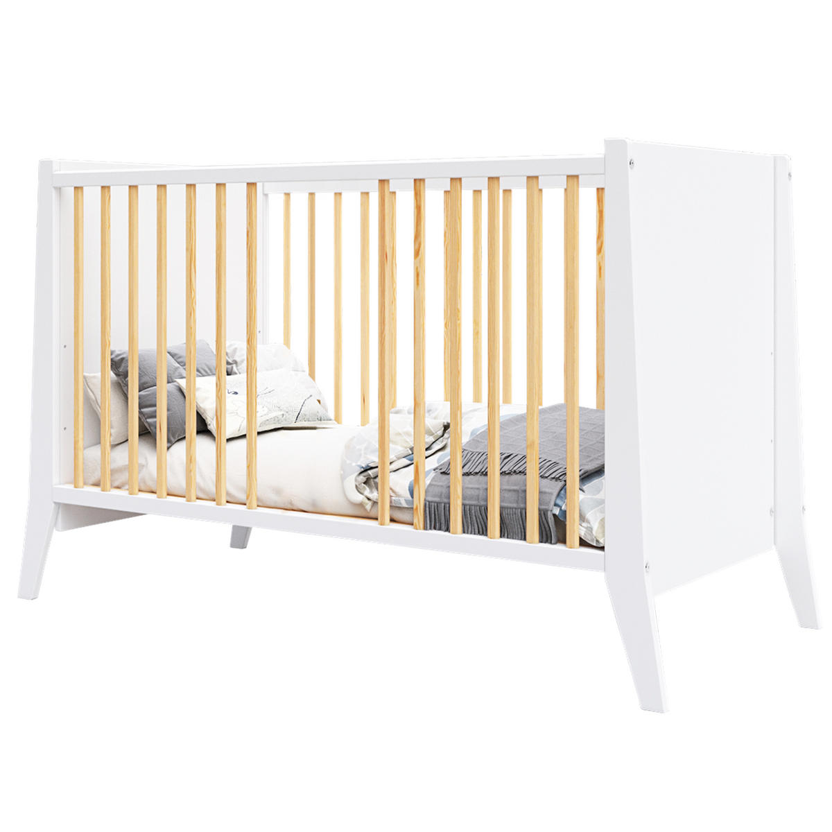 BABYBETT Zoe, Mitwachsendes, Weiß und Kiefer - Kieferfarben, Holz (60/120cm) - Premiers Moments