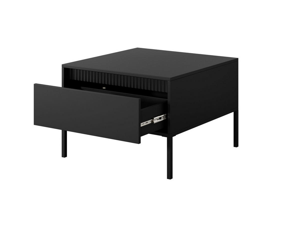 COUCHTISCH Ferrato F 68x68 cm Schwarz Matt - mit 1 Schublade i Riffel-Leiste - Schwarz, Holz/Holzwerkstoff (68/68/48cm) - Ravio