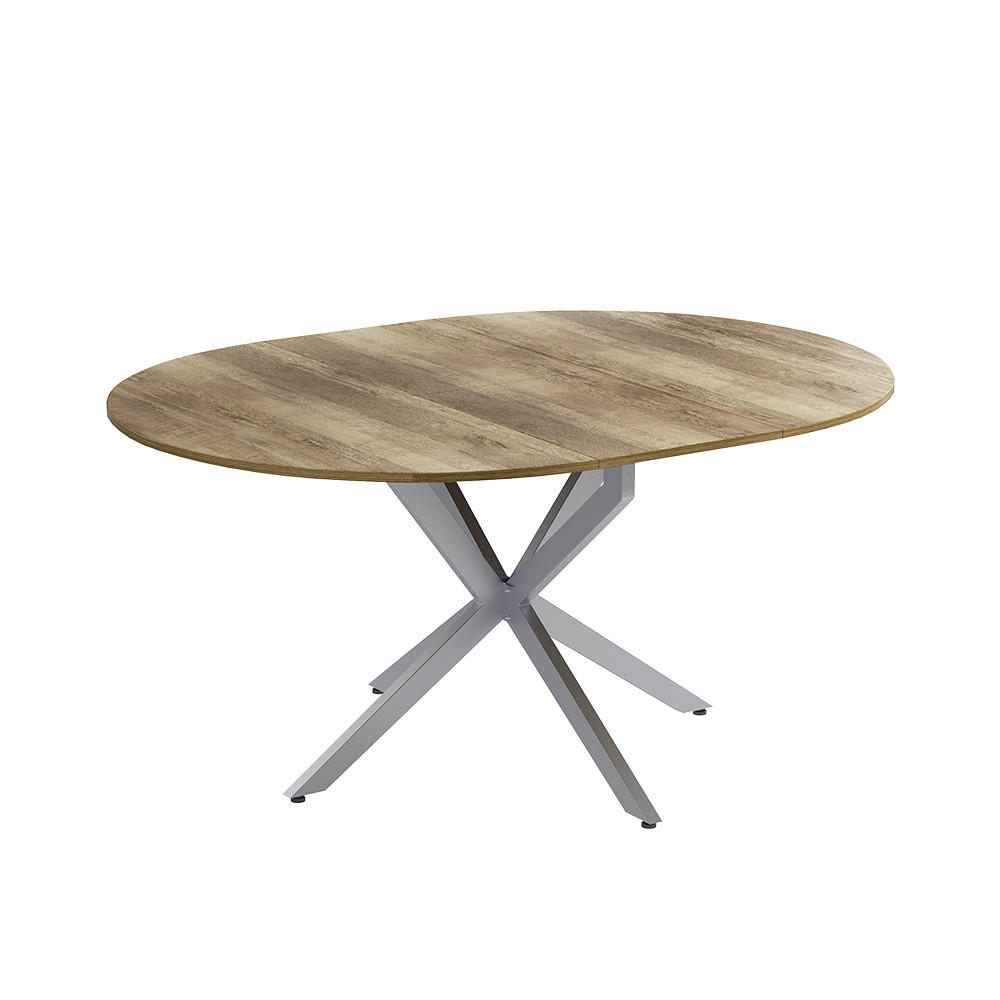 ESSTISCH Loyd Eiche rustikal/Grau 120 x 76.5 cm ausziehbar - Graubraun/Grau, Holzwerkstoff (120/120/76.5cm) - Vicco