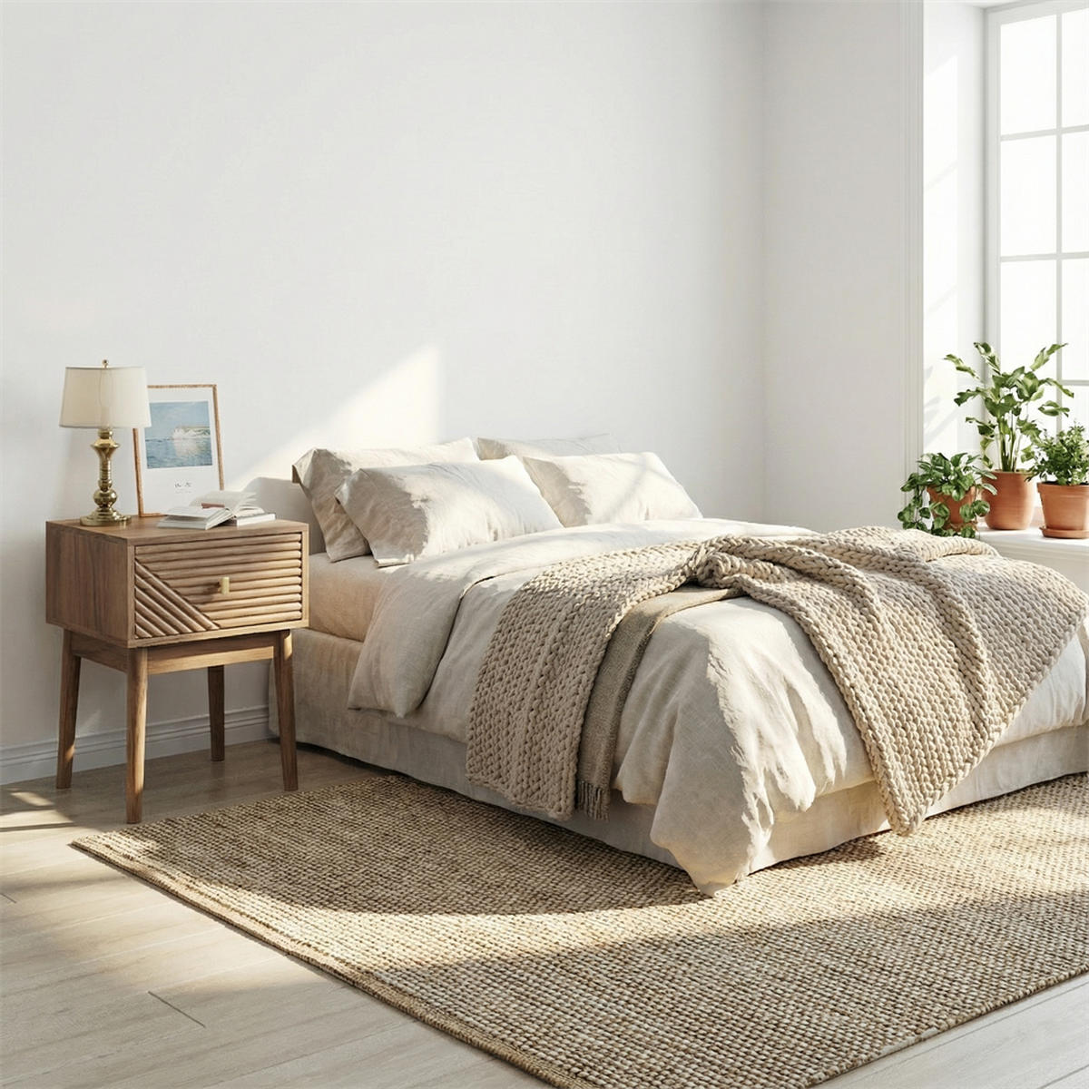 NACHTTISCH mit Schublade & Goldener Griff - 40x 40 x 55 cm - 2er Set Nachttische in Eichenoptik mit Rillen-Muster - Eichefarben, Holzwerkstoff (40/55/40cm) - DELFA
