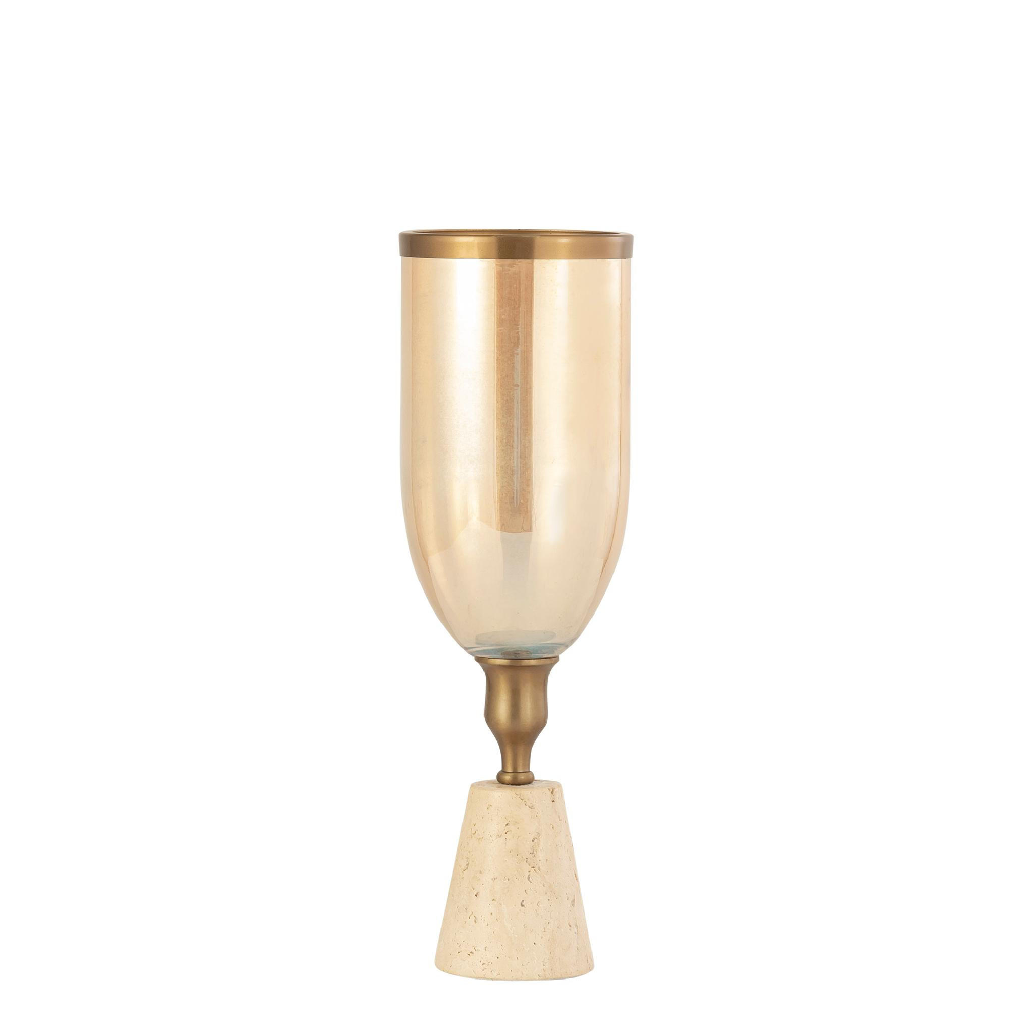 WINDLICHT Tadh Gold 13/13/40cm - Goldfarben, Glas (13/40/13cm) - PTMD Collection