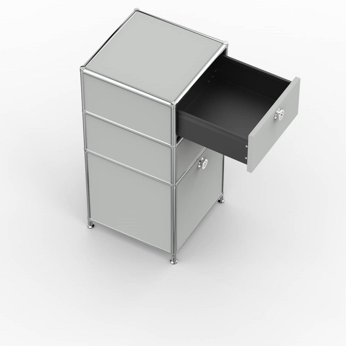 BÜRO-STANDCONTAINER, Metall, 40cm, 2 Schubladen + 1 hohe Schublade, Lichtgrau - Chromfarben/Silberfarben, Metall (40/82.4/39.7cm) - Versee