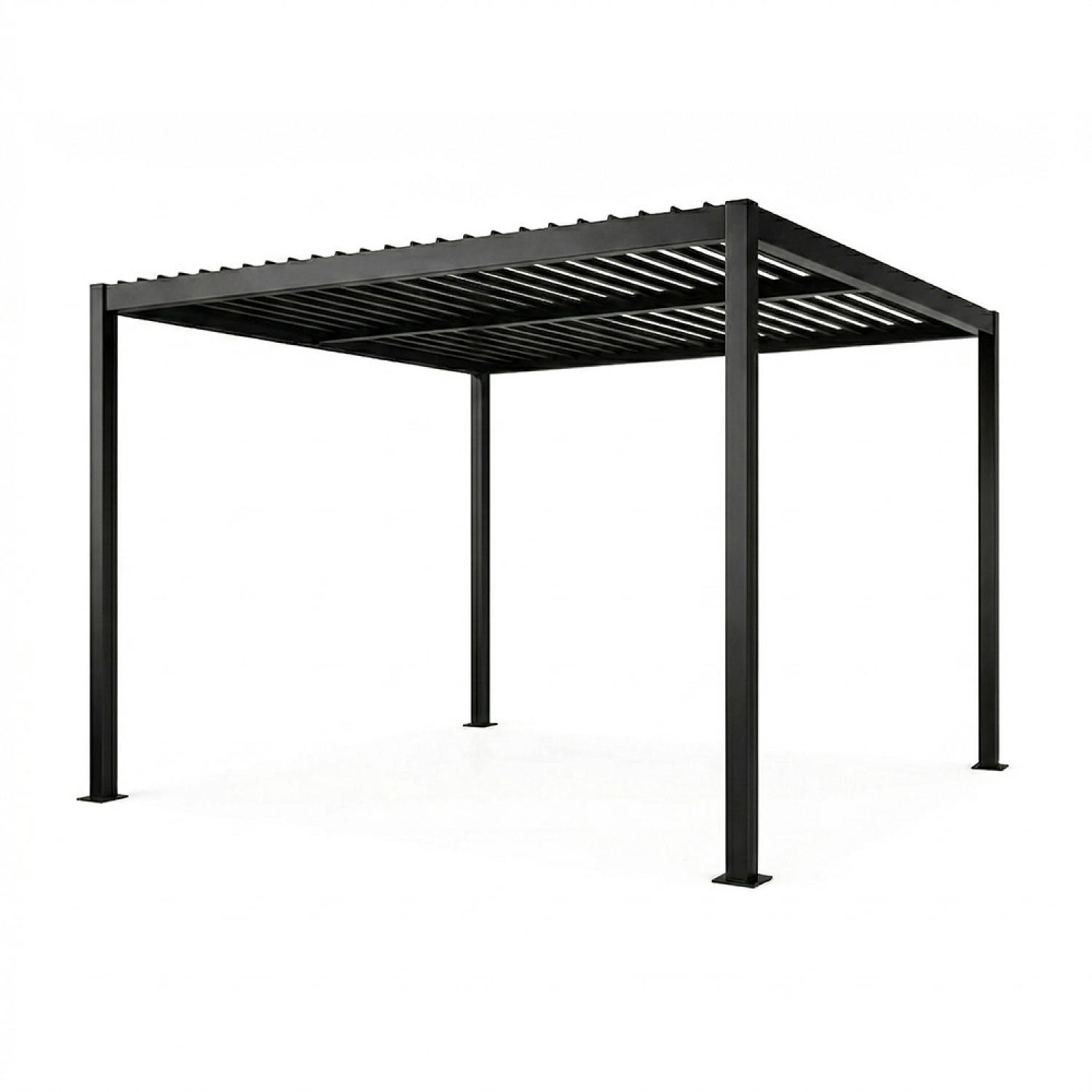 PERGOLA Corfu Schwarz 3 x 3 m Aus Aluminium - Schwarz, Metall (300/236/300cm) - Concept Usine