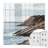 SCHLÜSSELBOX Weiß 30x30 cm – Türöffnung nach rechts - Küstenlandschaft - Grau, Metall (30/30/5cm) - TULUP