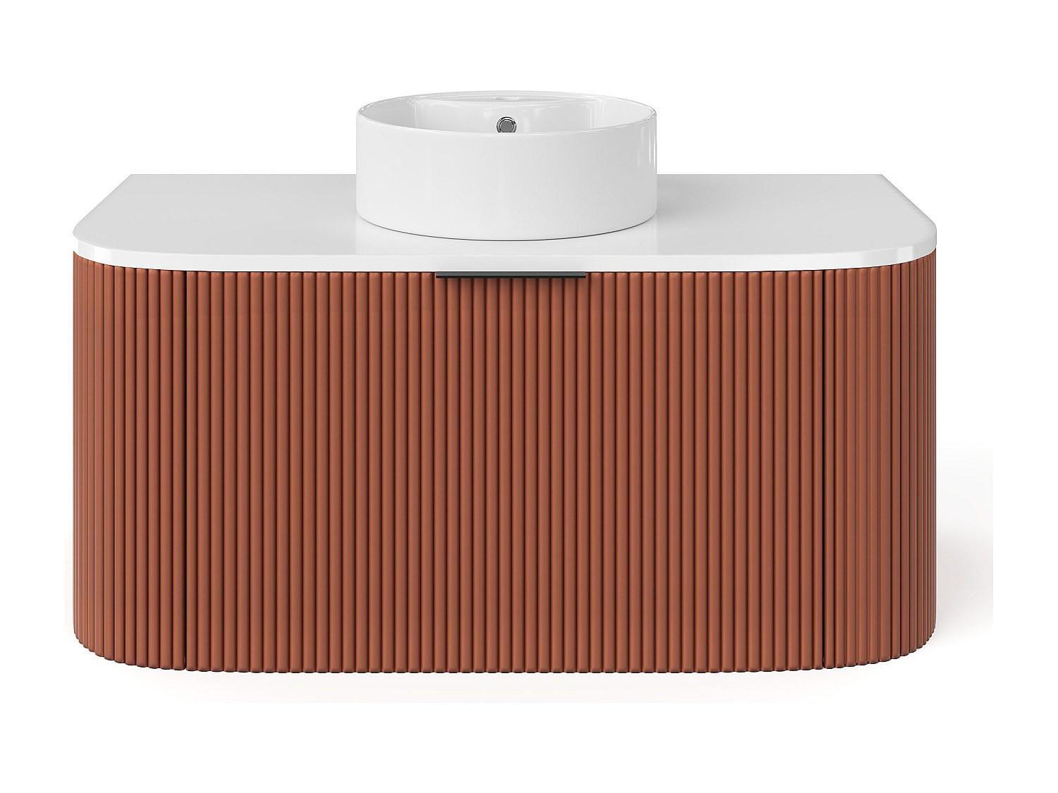 EINZELWASCHTISCH - 99 cm x 50 cm - Holz, Platte - Terracotta - LOMERI - Terracotta, Holz (99/45/50cm) - Vente-Unique