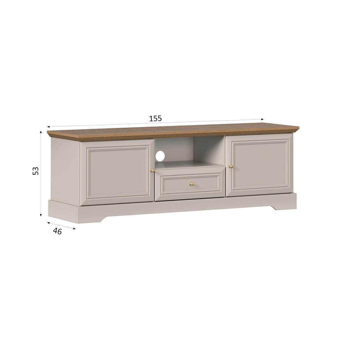 TV OMARICA Dulci Kašmir in les - kašmir, leseni material (154.7/53.1/46.2cm) - Petits-meubles