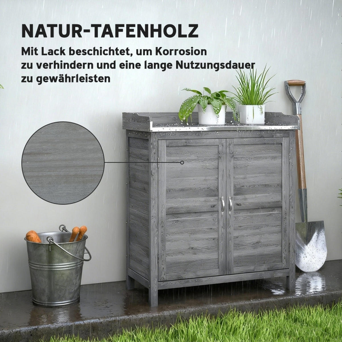 GARTENSCHRANK Pflanztisch Grau - Grau, Metall (40/92/83cm) - ComfortXL