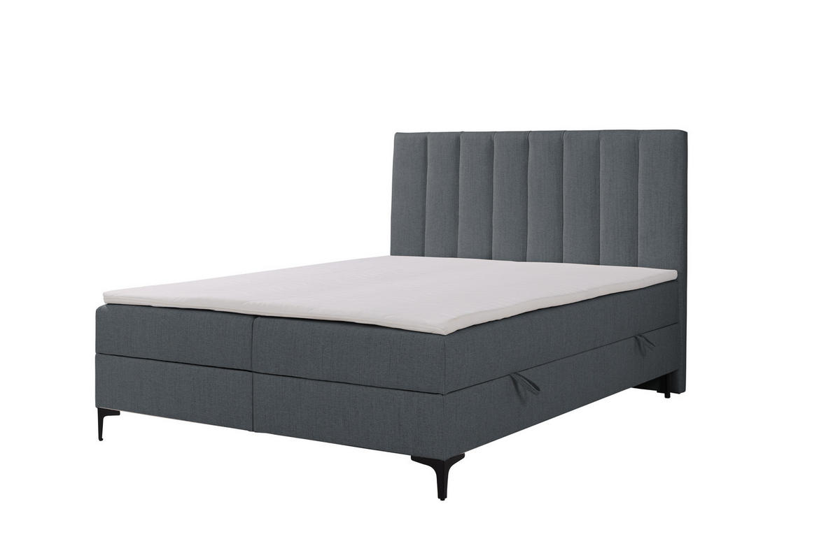 BOXSPRINGBETT SERANO mit Topper und Bettkasten, Grau, 200x200 cm - Grau, Textil (200/200cm) - KS Home Concept