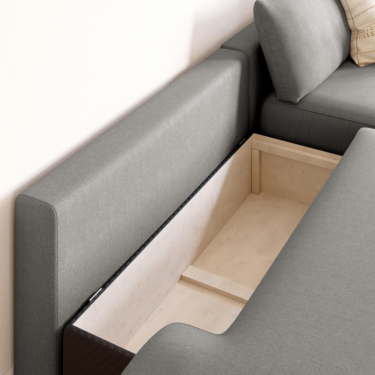 ECKSOFA mit Schlaffunktion - Longchair - Dunkelgrau/Schwarz, Kunststoff/Textil (253/167cm) - home24