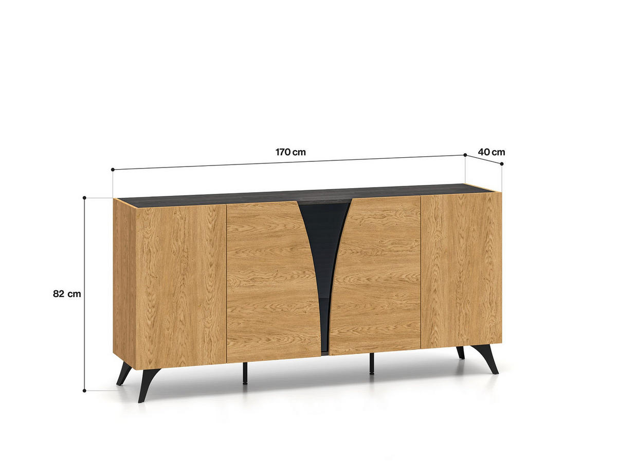 SIDEBOARD – 170 cm – Toscania – Eichefarben - Eichefarben, Holzwerkstoff (170/82/40cm) - hi-markt