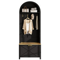 GARDEROBE 75/195/35 cm Schwarz/Holzfarbe aus MDF mit Schuhfach - Schwarz, Holzwerkstoff (35/195/75cm) - OKMYHOME