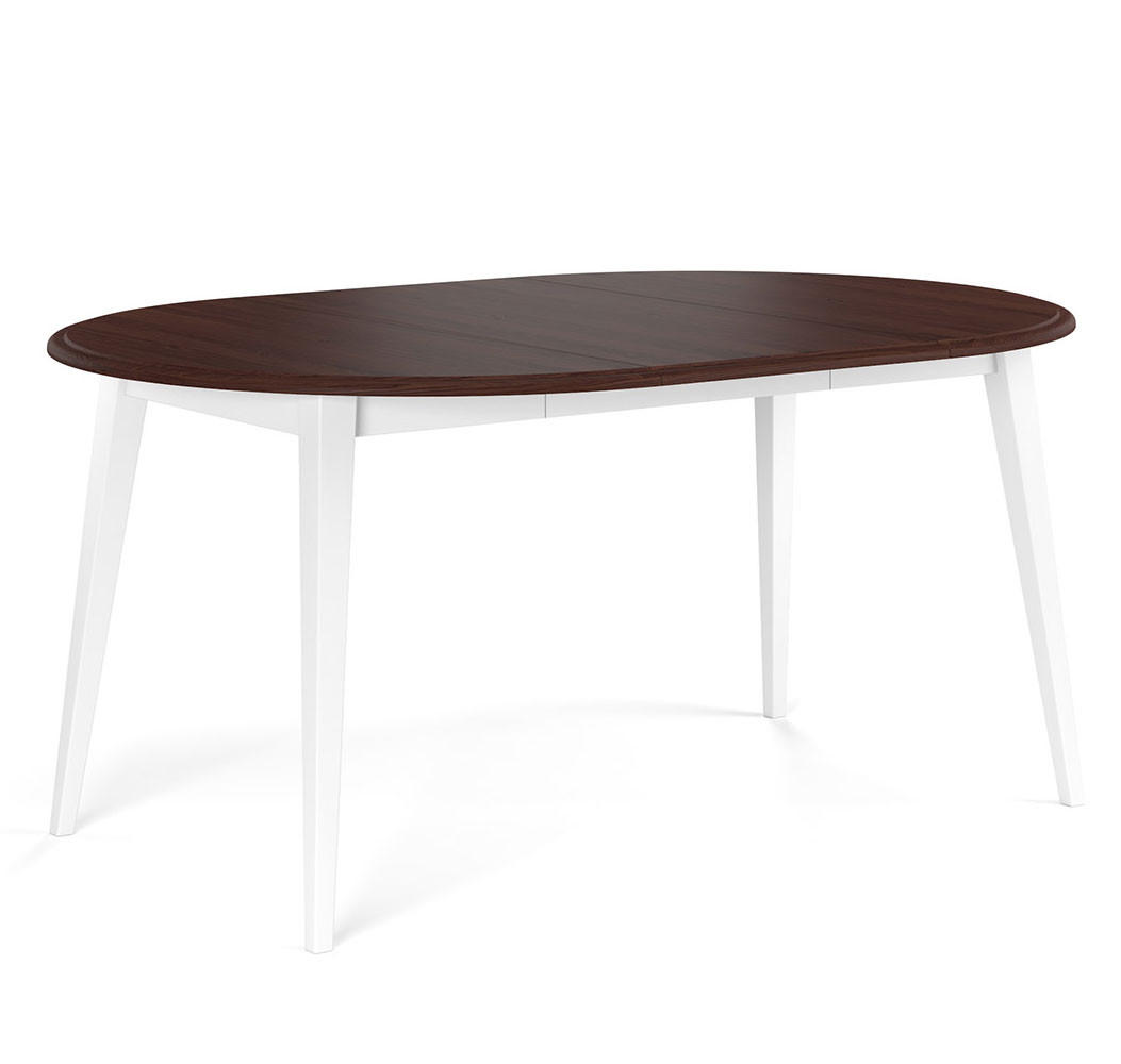 ESSTISCH Belluno Elegante Kiefer weiß (RAL9010) lackiert / Kiefer gebeizt, Nussbaumfarben 110-160 / 110 / 74,5cm - Nussbaumfarben/Weiß, Holz (110/160/75cm) - Feldmann-Wohnen