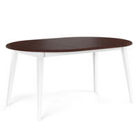 ESSTISCH Belluno Elegante Kiefer weiß (RAL9010) lackiert / Kiefer gebeizt, Nussbaumfarben 110-160 / 110 / 74,5cm - Nussbaumfarben/Weiß, Holz (110/160/75cm) - Feldmann-Wohnen