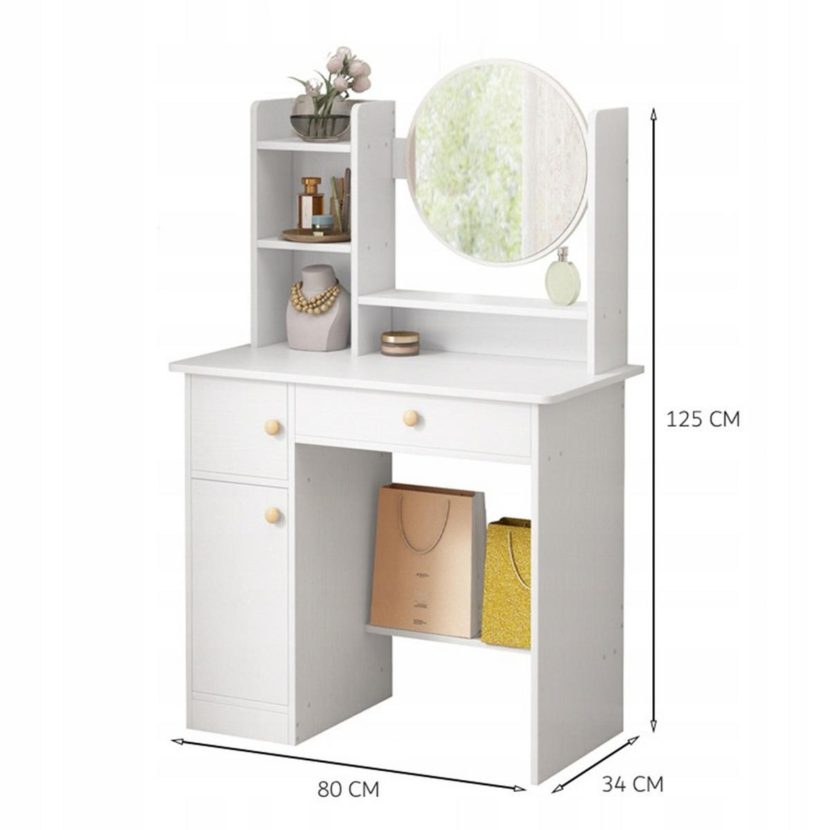 SCHMINKTISCH, weiß 125/34/80 cm - Weiß, Holzwerkstoff (34/125/80cm)