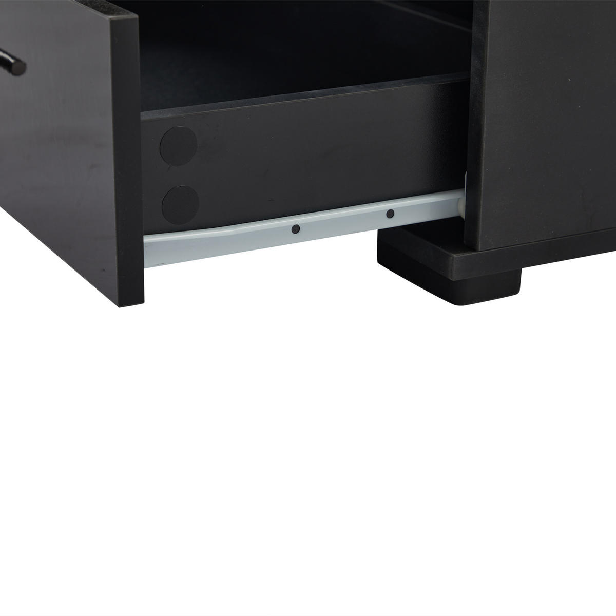 VITRINE in Schwarz Standvitrine mit LED-Beleuchtung und 3 Schubladen für Wohnzimmer, B60/T35/H180cm - Transparent/Schwarz, Glas/Holzwerkstoff (60/180/35cm) - STILVORA
