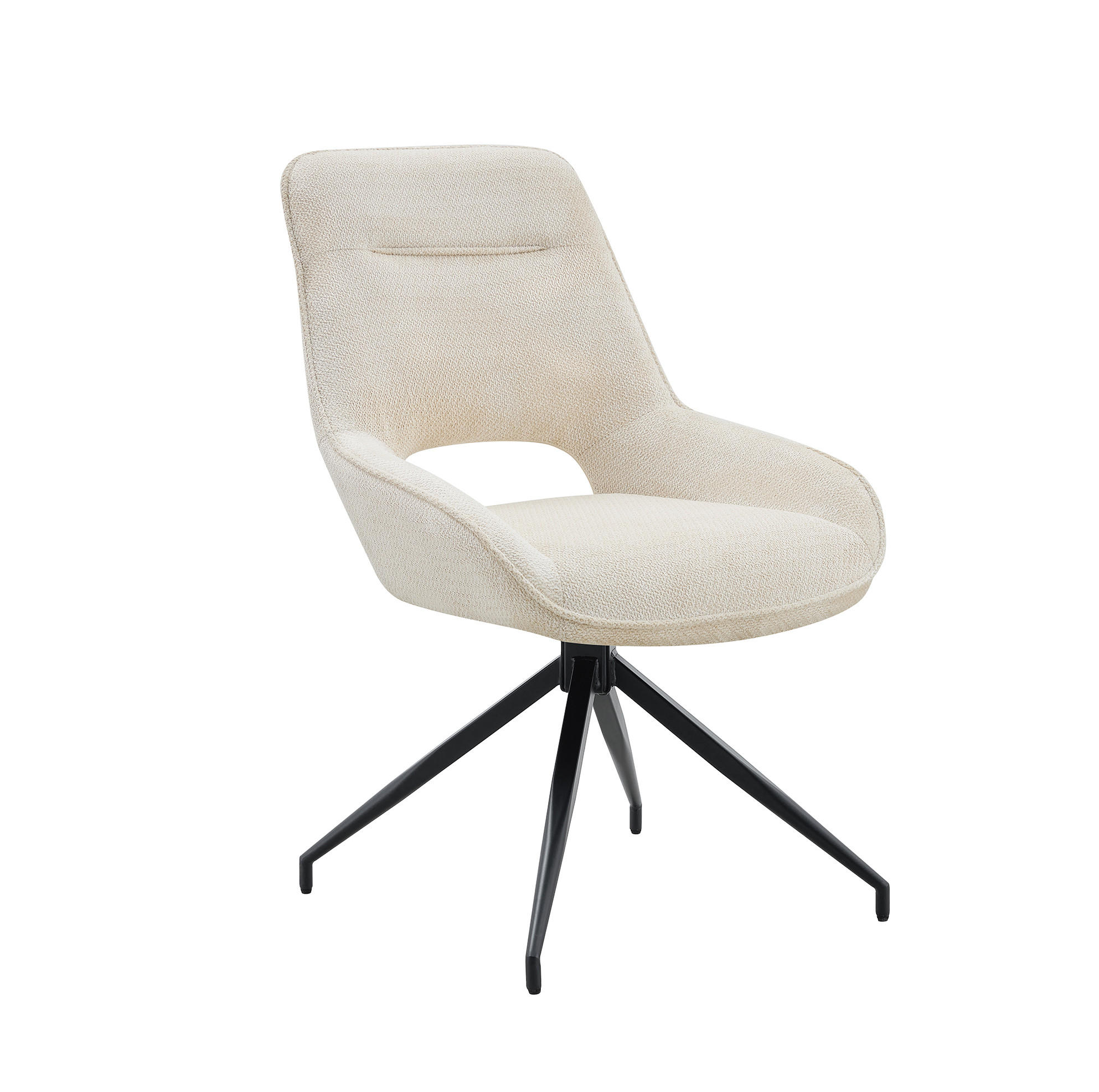 ESSZIMMERSTUHL 2er-Set drehbar Strukturstoff Metallgestell - Beige, Metall (50/87/50cm) - Meubliv