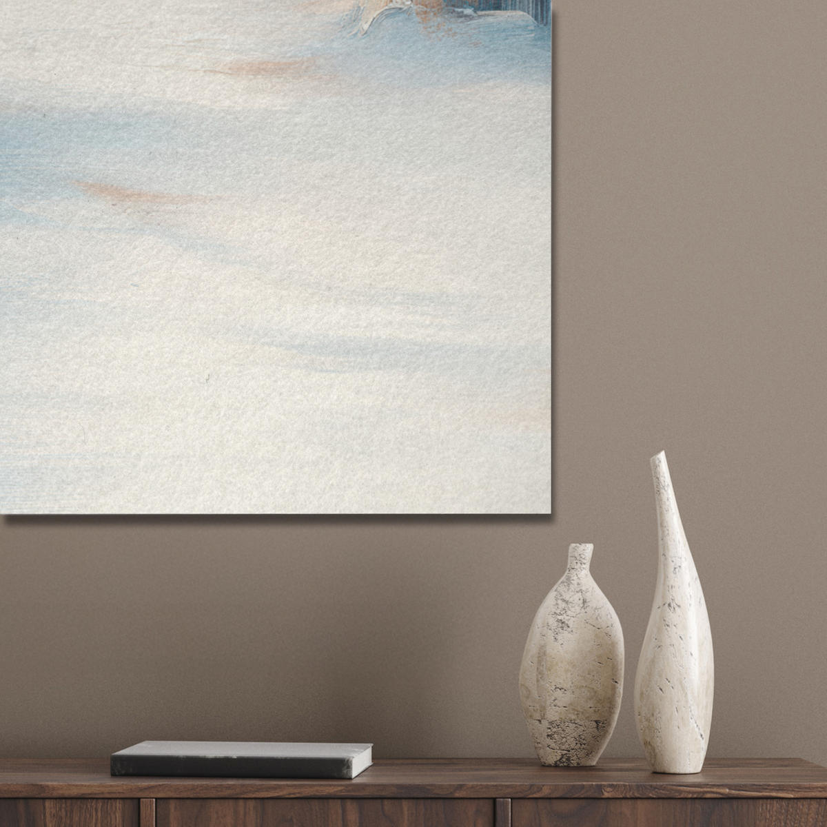 AKUSTIKPANEEL Wald - Winter - Natur - Abstrakt - Schnee 70x100 cm - Weiß, Textil (70/0.9/100cm) - MuchoWow