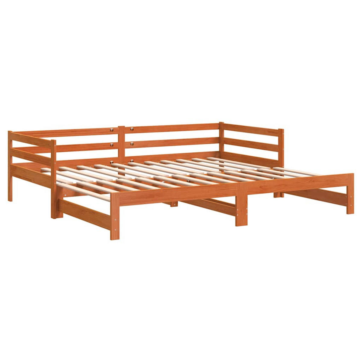 TAGESBETT Ausziehbar Wachsbraun 90/200 Cm Massivholz Kiefer - Braun, Holz (90/200cm) - vidaXL