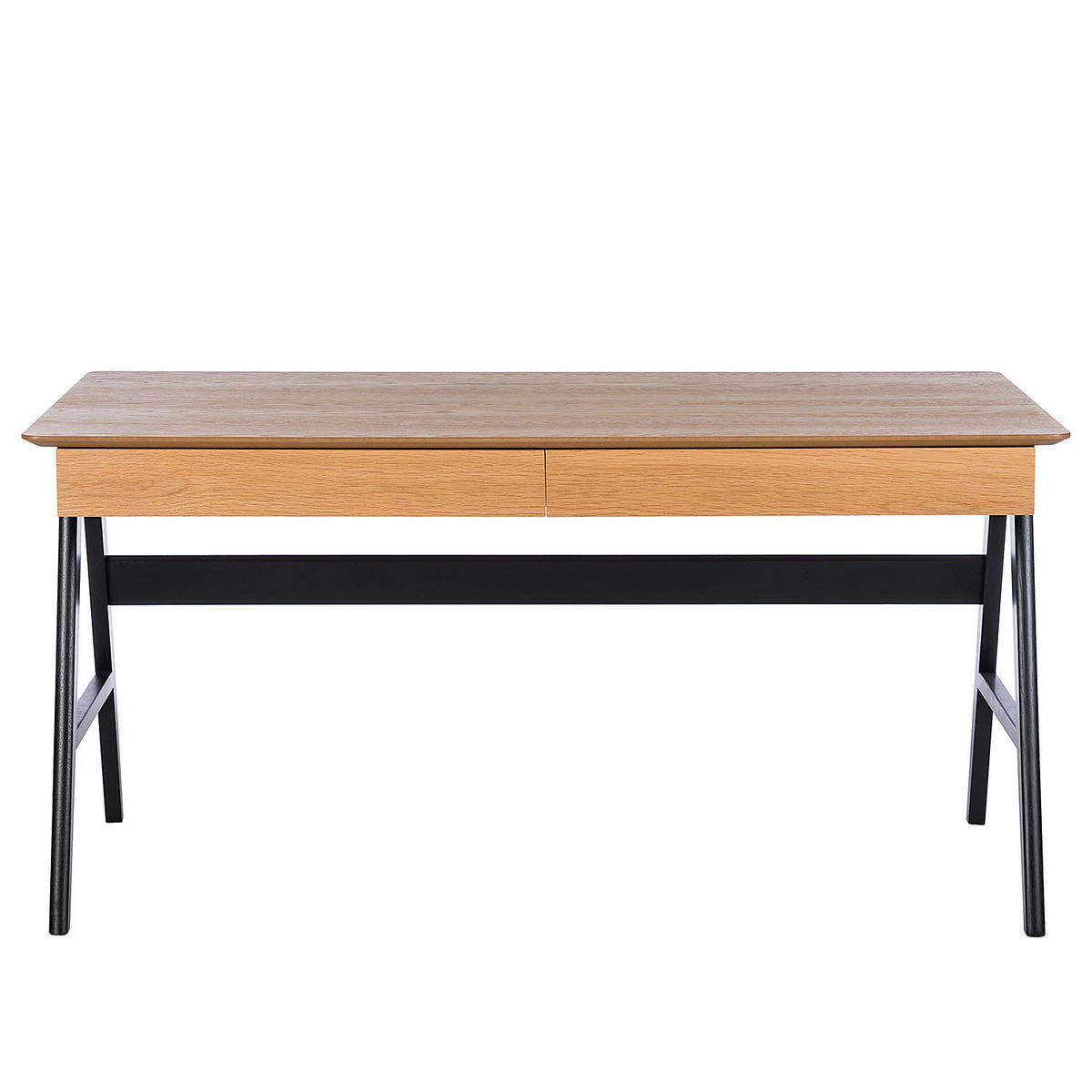 SCHREIBTISCH - Eiche teilmassiv - Eichefarben/Schwarz, Holz/Holzwerkstoff (76/150/75cm) - home24