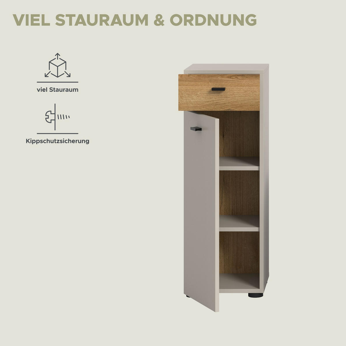 STANDSCHRANK AQUA (B/H/T: ca. 32/91/30 cm) in Kaschmir/Kaschmir - Kaschmir, Holzwerkstoff (32/91/30cm)