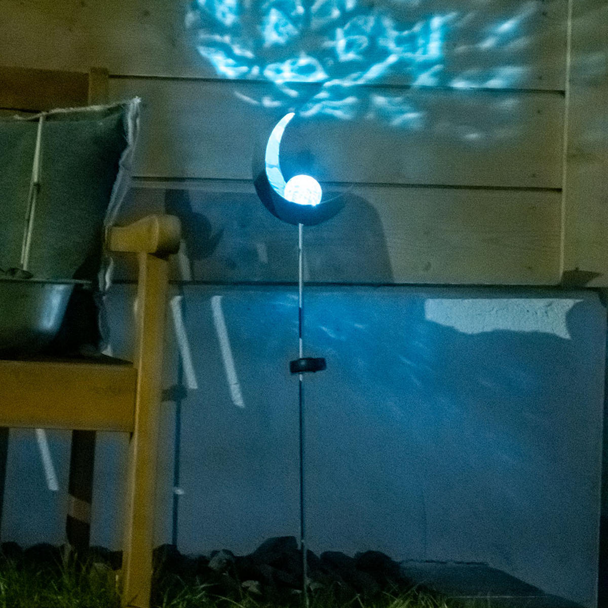 LED AUSSENLEUCHTE Solar Steckleuchte Silber Blau - Silberfarben, Glas (18/6/90cm)