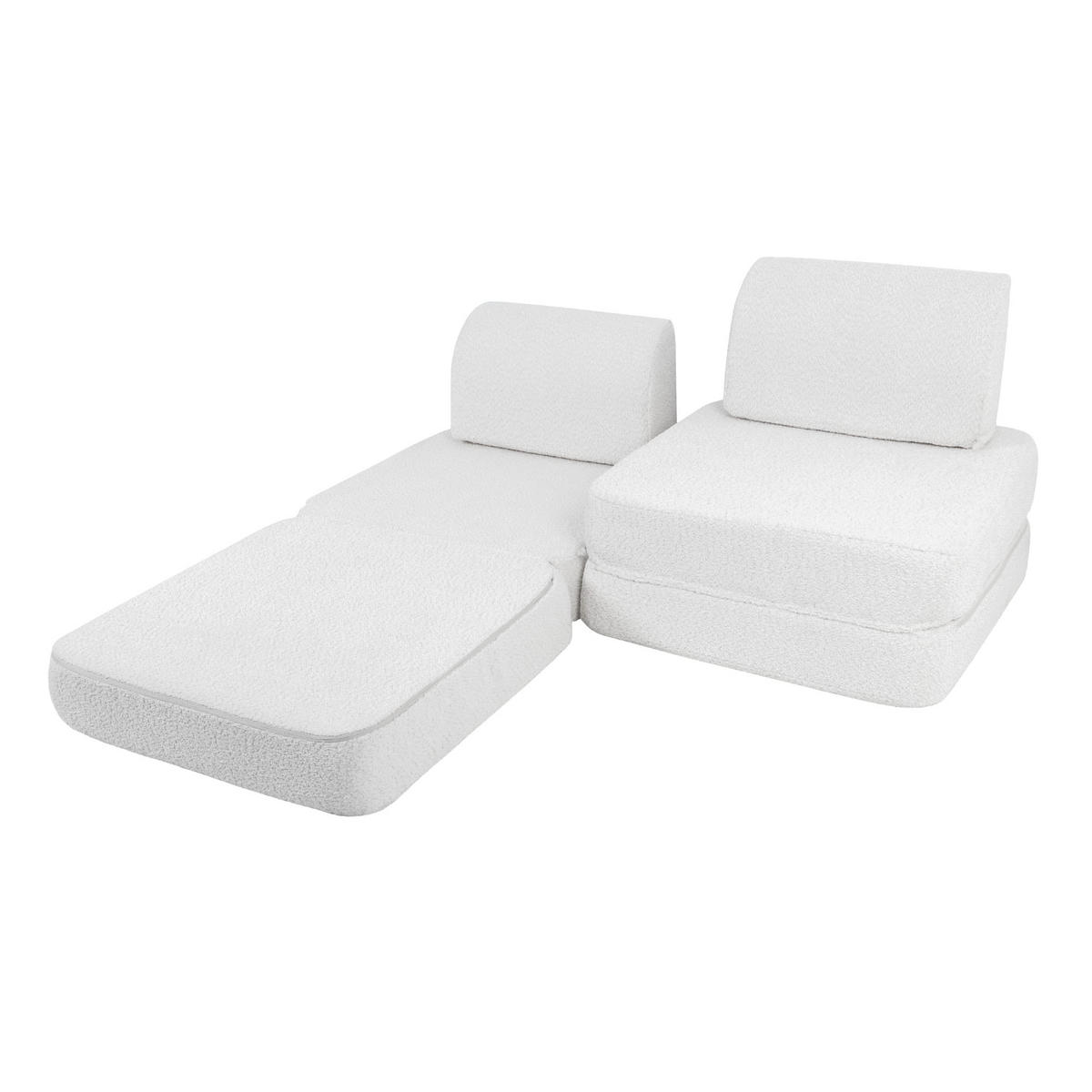 KINDERSOFA Pocket Basic modular 4-tlg. aus Bouclé in Weiß - Weiß, Textil (120/25/60cm) - MeowBaby