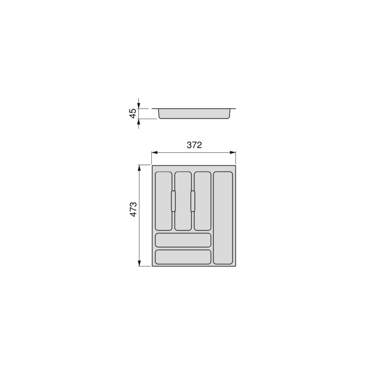 BESTECKEINSATZ Optima Vertex/Concept, Tiefe 500mm, Plattenstärkenstärke 16mm, Modul 450mm, Kunststoff, Anthrazitgrau - Anthrazit, Kunststoff (39.5/5/52cm) - EMUCA