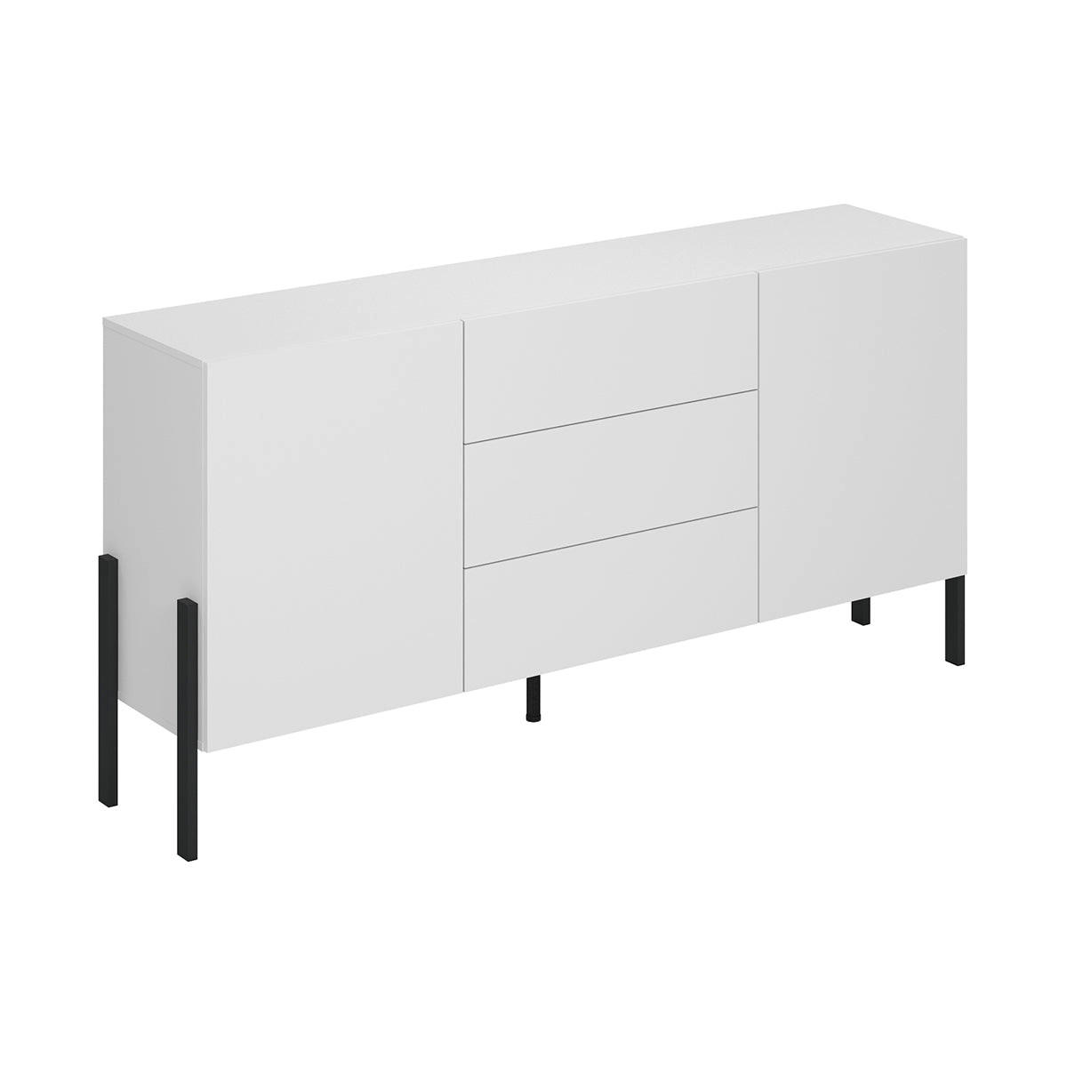 SIDEBOARD Bérénice Mattweiß und Schwarz - Weiß, Holzwerkstoff (184/90/40cm) - Petits-meubles