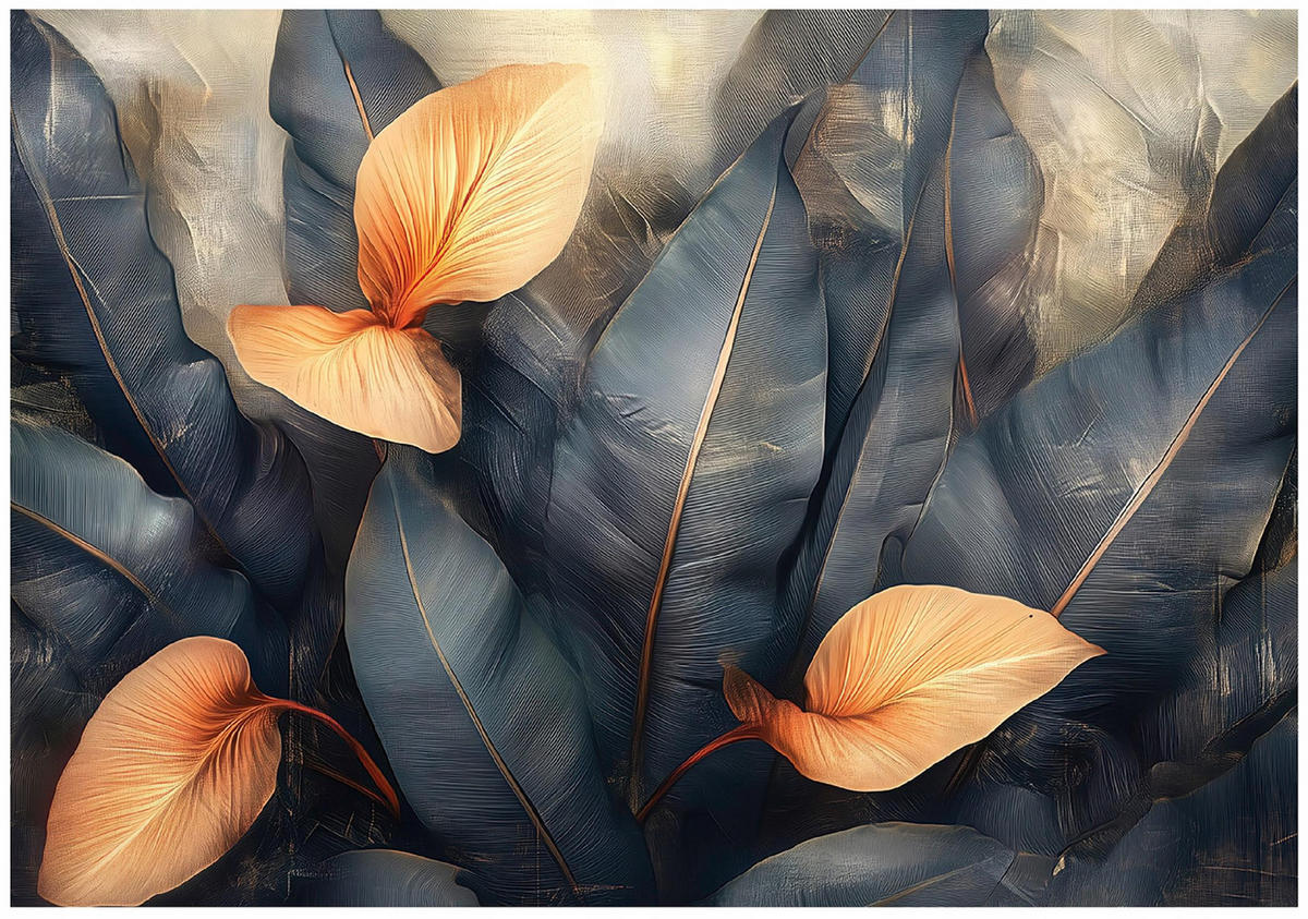 FOTOTAPETE Blätter Beton Natur Wohnzimmer Vlies Tapete 250x175 - Multicolor, Papier (250/175cm) - Wallarena