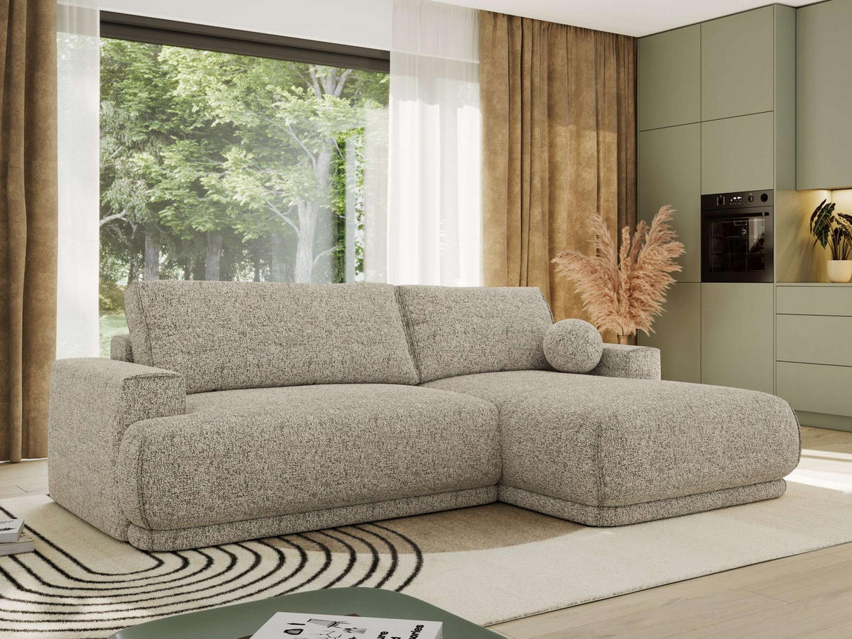 ECKSCHLAFSOFA RINA L Beige Strukture - rechts - Beige/Schwarz, Kunststoff/Textil (170/267cm) - MKS