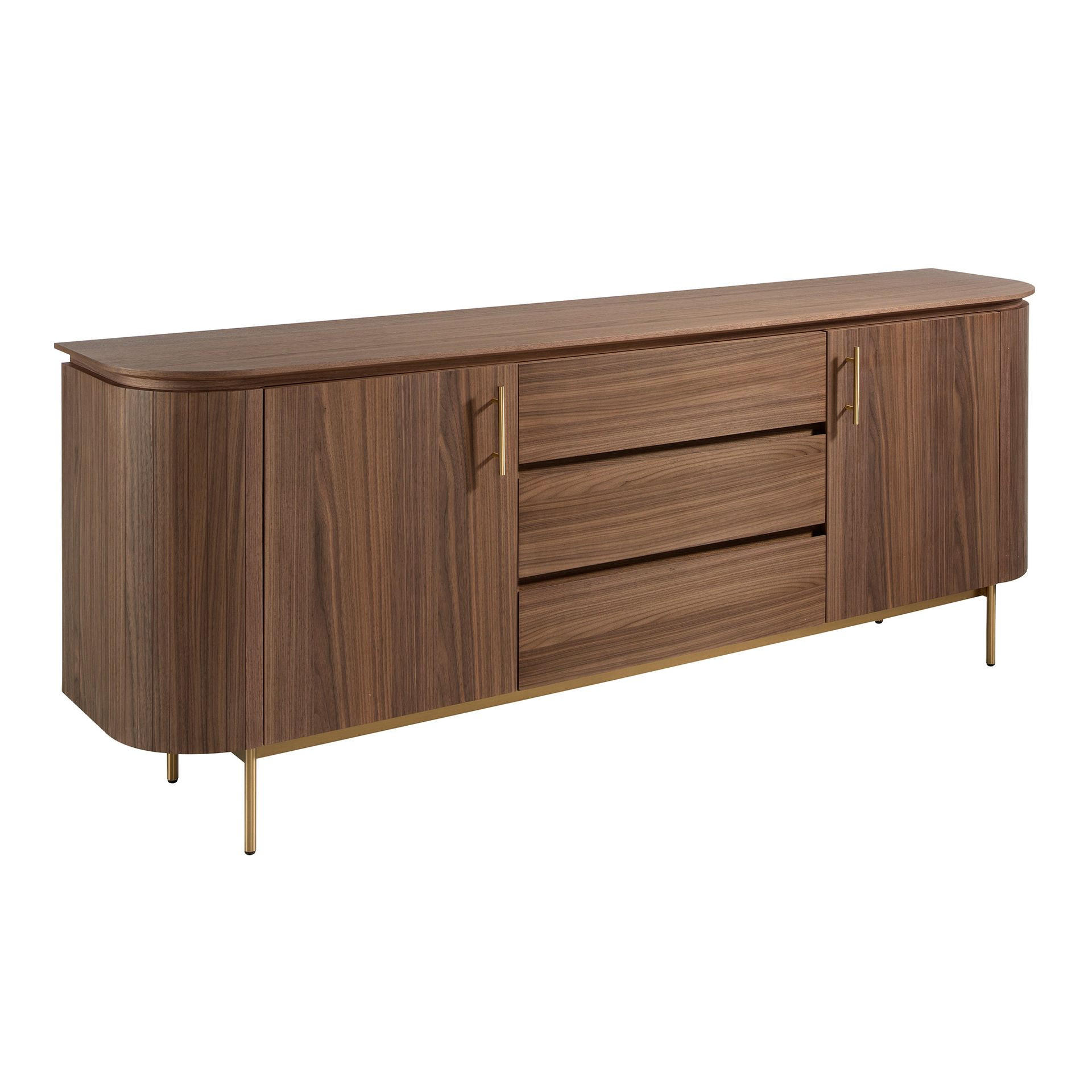 SIDEBOARD Sideboard Nussbaum und goldener polierter Stahl 210/45/80 cm - Goldfarben/Schwarz, Holz (210/80/45cm) - ANGEL CERDA