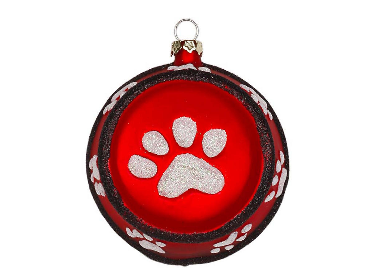 WEIHNACHTSBAUM künstlicher 60 cm mit LED-Beleuchtung, HUNDEFREUDE, mit 14 Weihnachtsbaumschmuck, Pflanztopf mit Jutesack - Rot/Silberfarben, Kunststoff/Stein (40/60cm) - LAALU