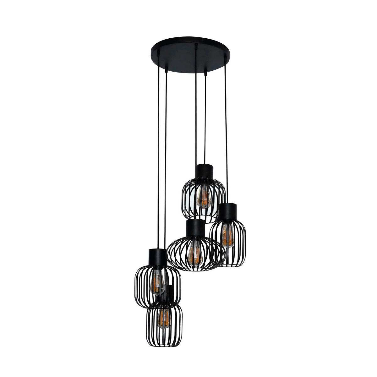 HÄNGELEUCHTE Mix Schwarz 47/47/ 180 cm - Schwarz, Metall (47/47/180cm) - Hoyz Collection