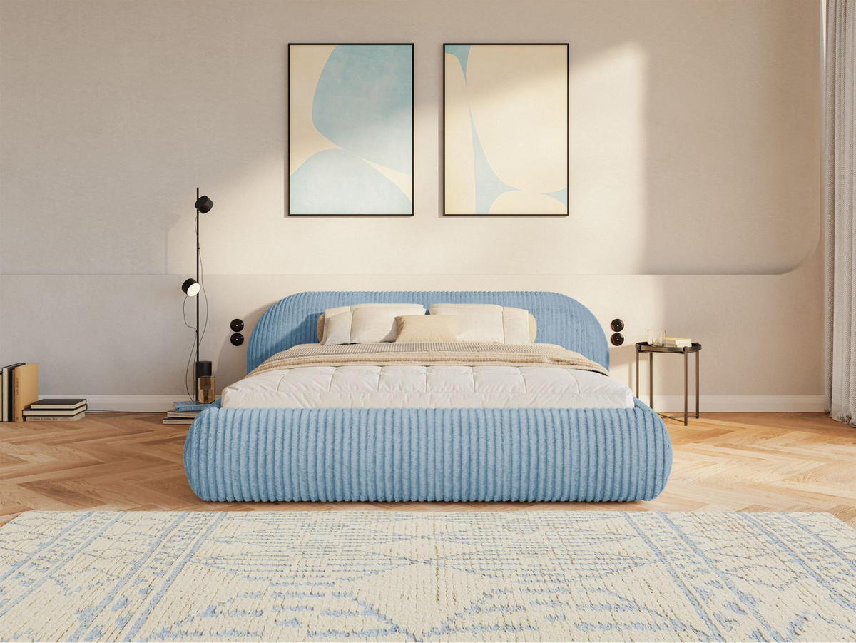 POLSTERBETT Shels Low Blau 180x200 cm - Blau/Schwarz, Kunststoff/Textil (180/200cm) - Selsey
