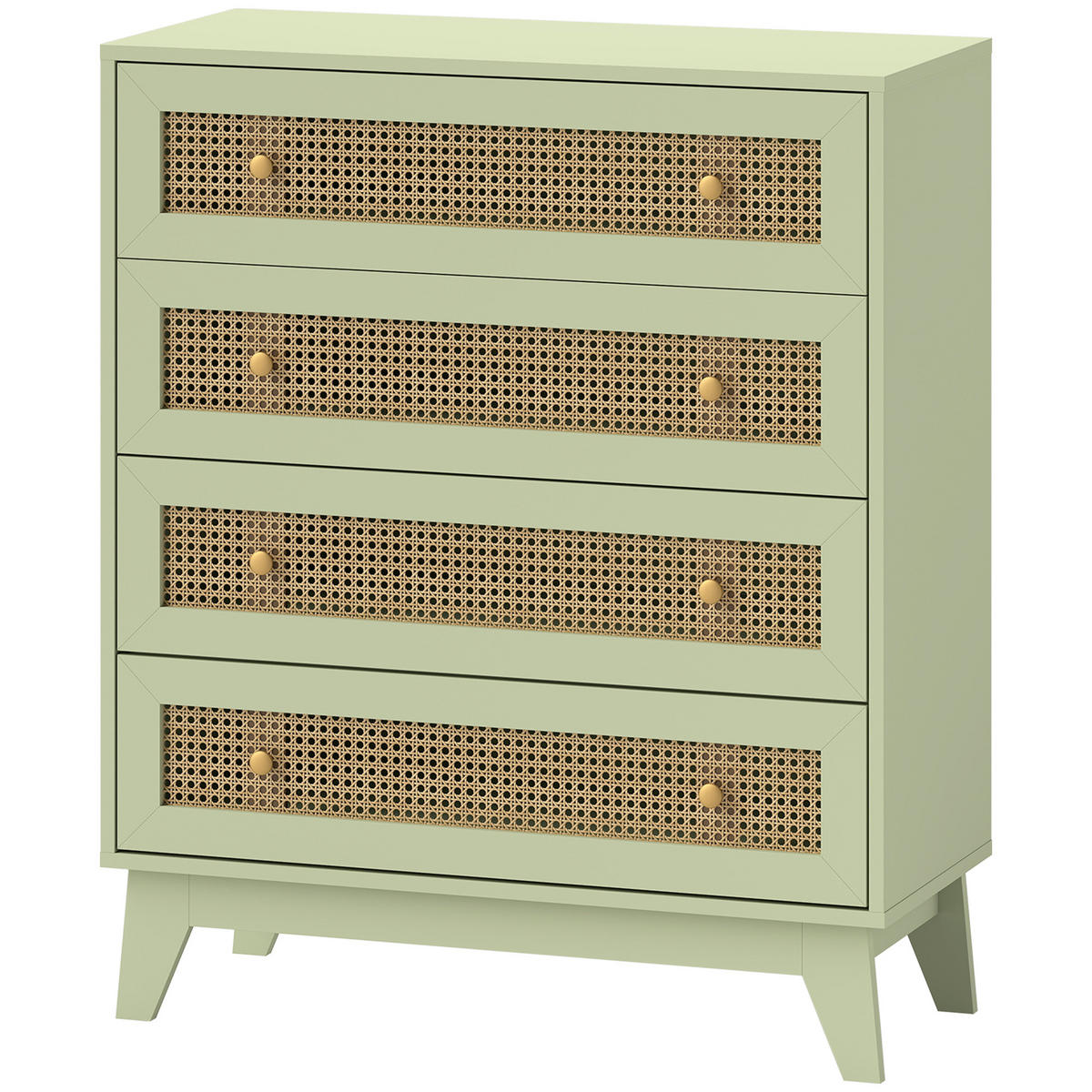 KOMMODE Grün und Naturfarben 80/35/95 cm - Grün, Holzwerkstoff (80/95/35cm) - PANGIVO