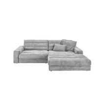 ECKSOFA LANA SOFA Hellgrau Cord - Hellgrau/Schwarz, Textil (296/205cm) - KAWOLA