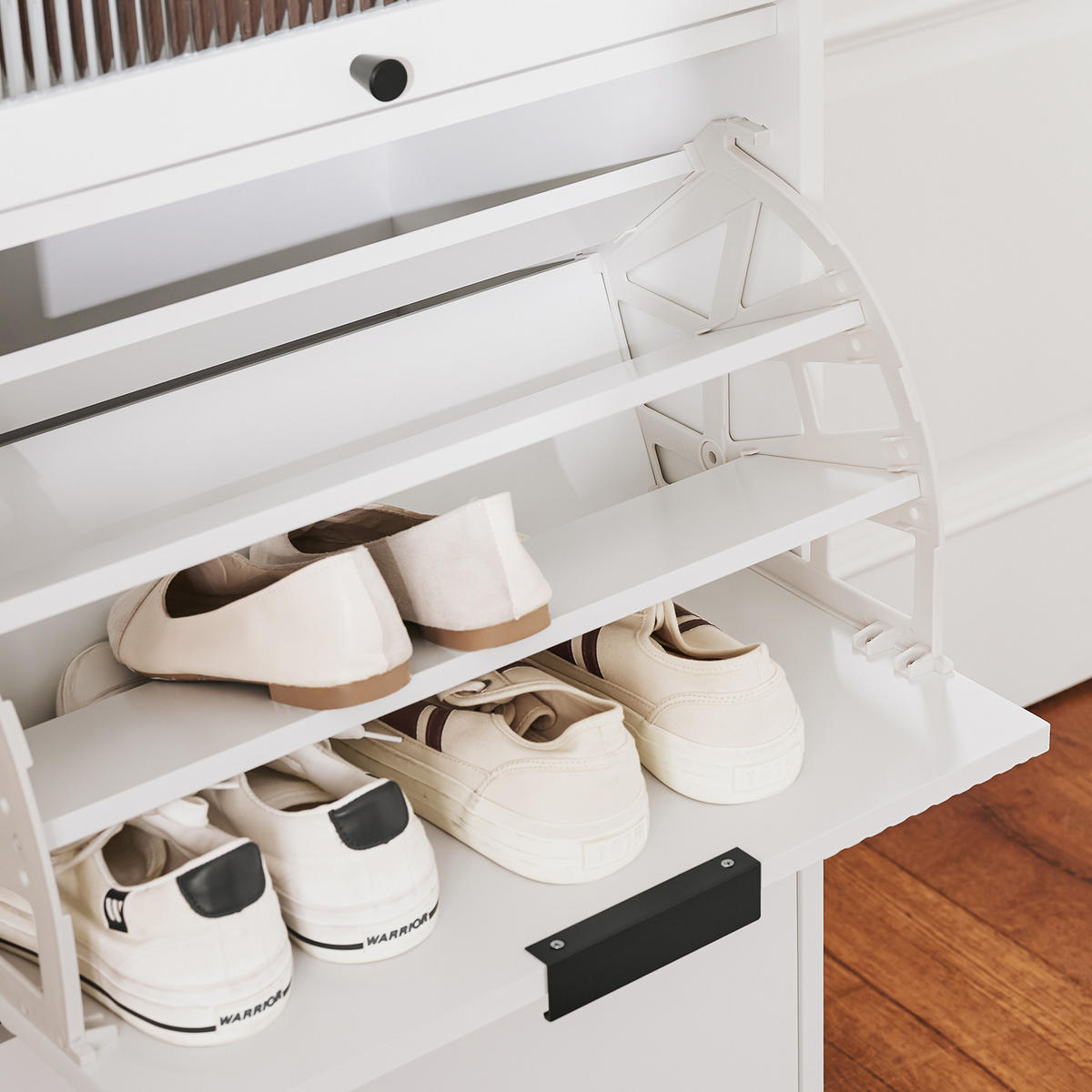 SCHUHSCHRANK Weiß - Weiß, Glas/Holzwerkstoff (59/115/40cm) - SoBuy