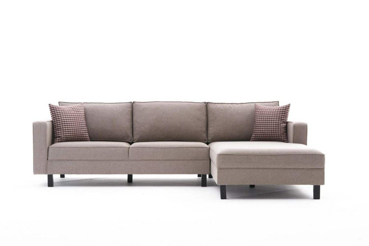 ECKSOFA mit elegantem Leinen-Bezug - Beige/Creme, Buchenholz/Textil (187/258cm) - myHomelando