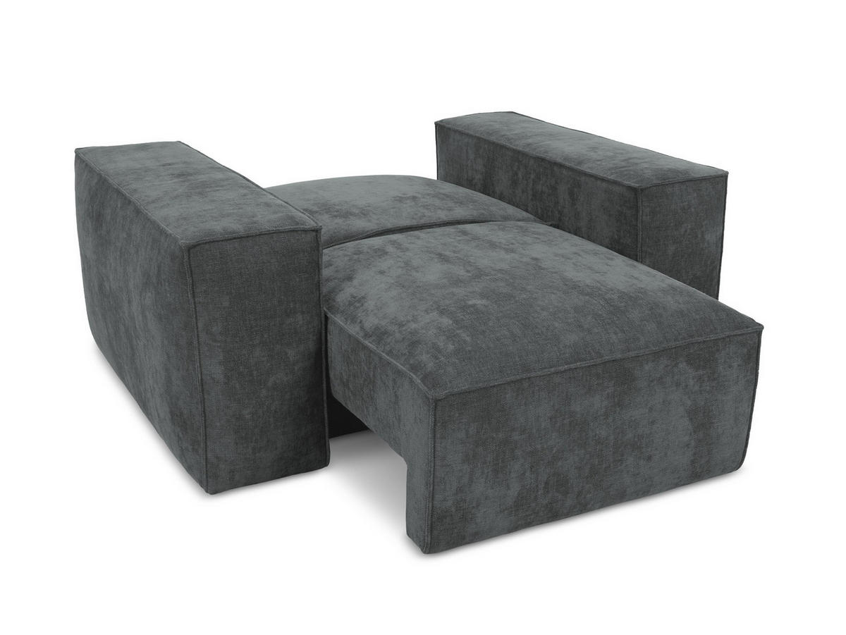 SCHLAFSESSEL Chenille Stoff Grau - Schwarz/Graphitfarben, Holzwerkstoff/Kunststoff (157/81/113cm) - Makamii
